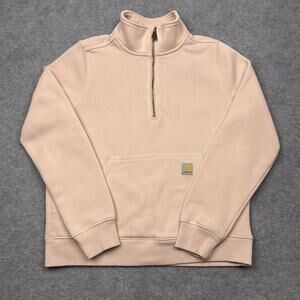 Carhartt quarter zip sweatshirt pink relaxed fit size small